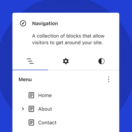 Image inlay of menu management from the Navigation block