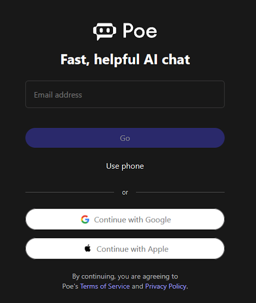 Poe_AI_login