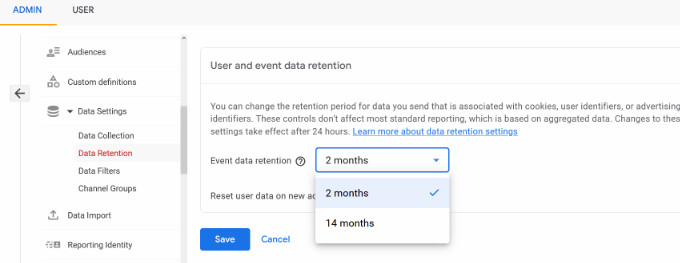 change-data-retention-settings